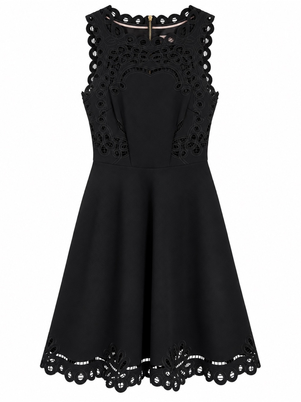 Ted Baker Black Cutwork Lace Fit & Flare Dress Size 1